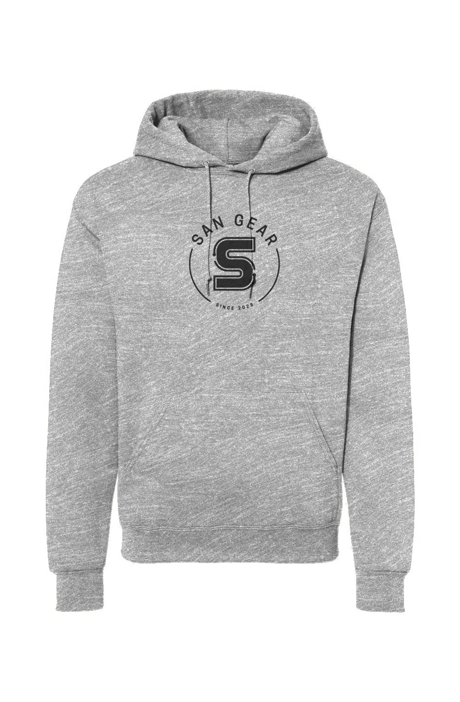 Sweat capuche gris clair logo noir