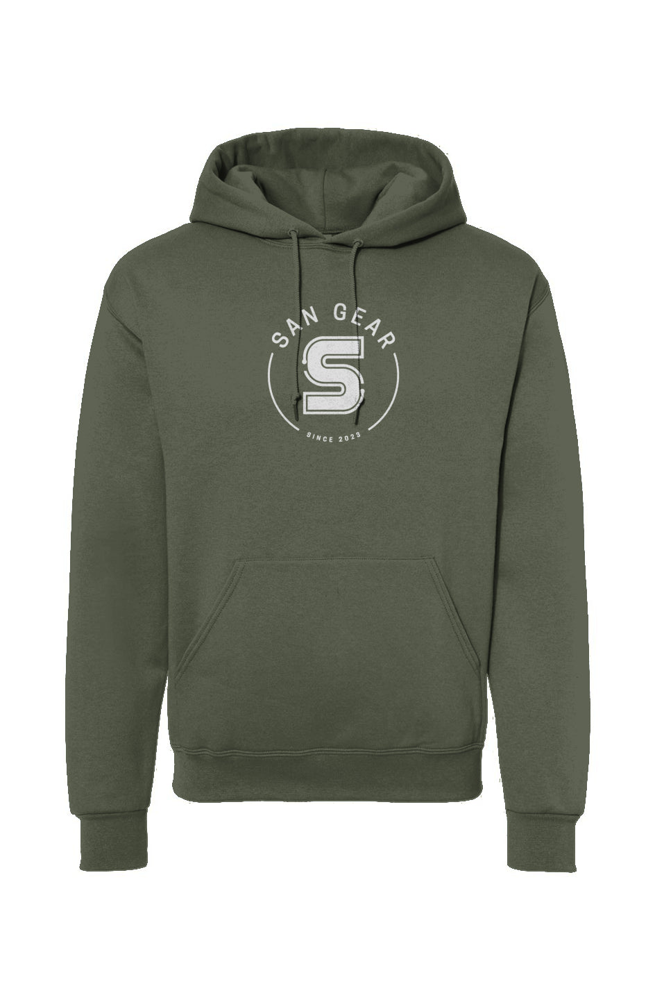 Sweat capuche kaki logo blanc