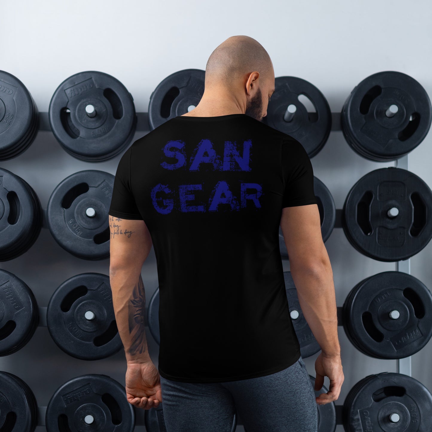 T-shirt Sport DryFit - Noir SanCrew Bleu