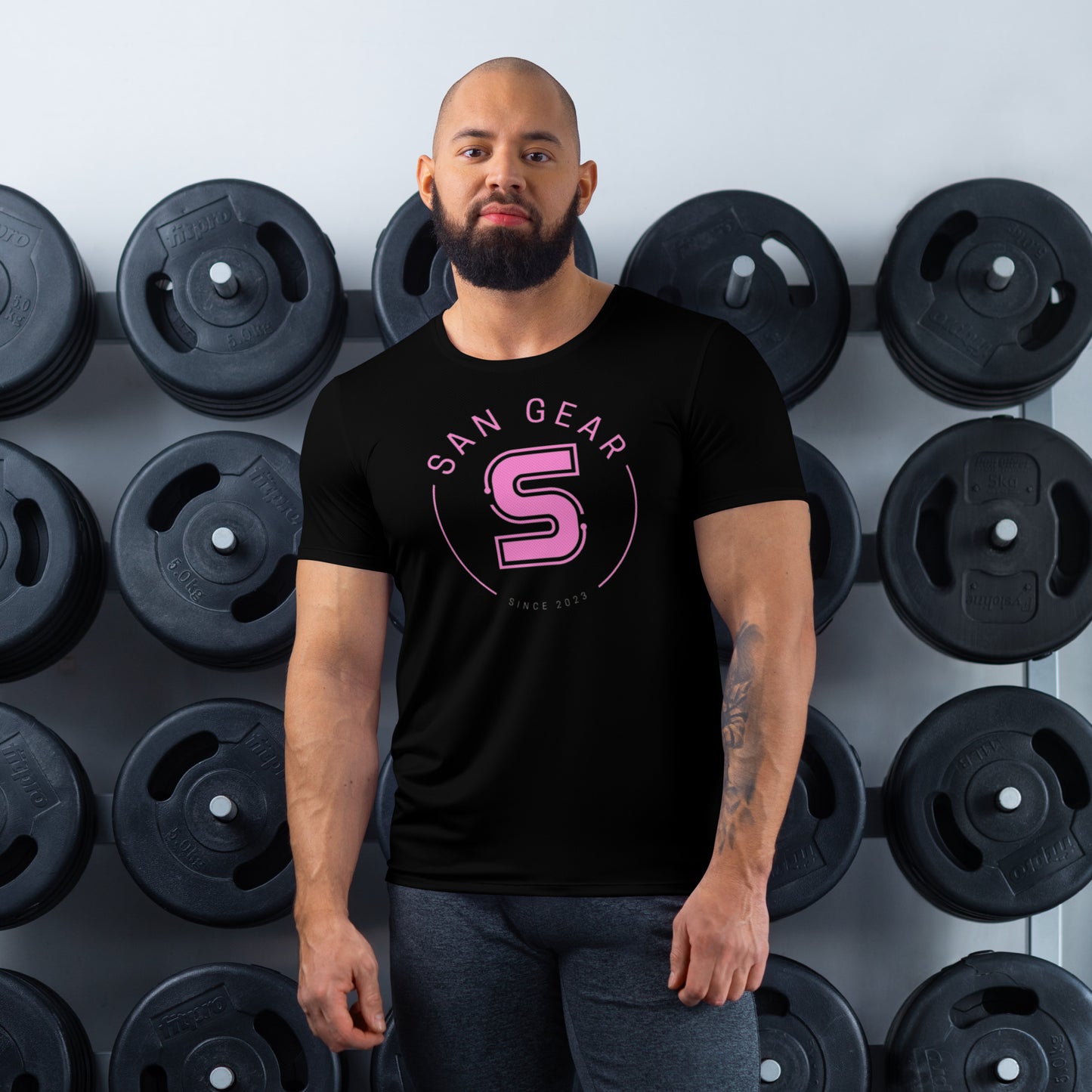 T-shirt Sport DryFit - Noir SanCrew Rose
