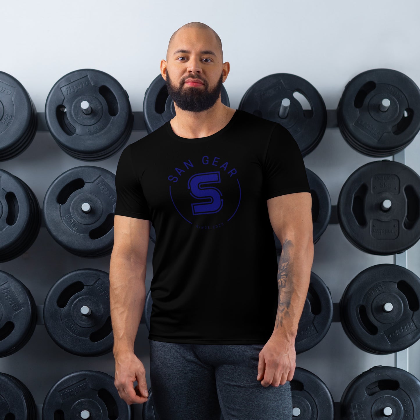 T-shirt Sport DryFit - Noir SanCrew Bleu