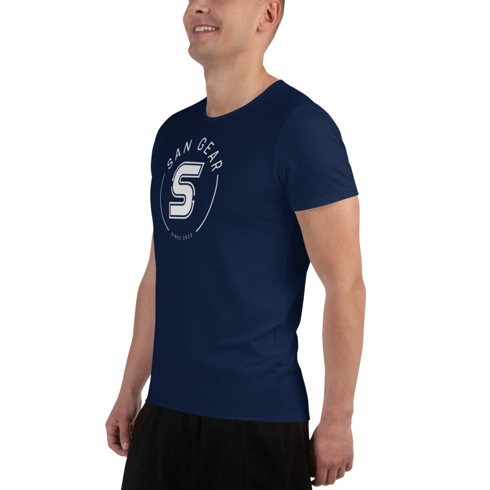 T-shirt Sport DryFit - Bleu Marine SanGear Croix Blanc