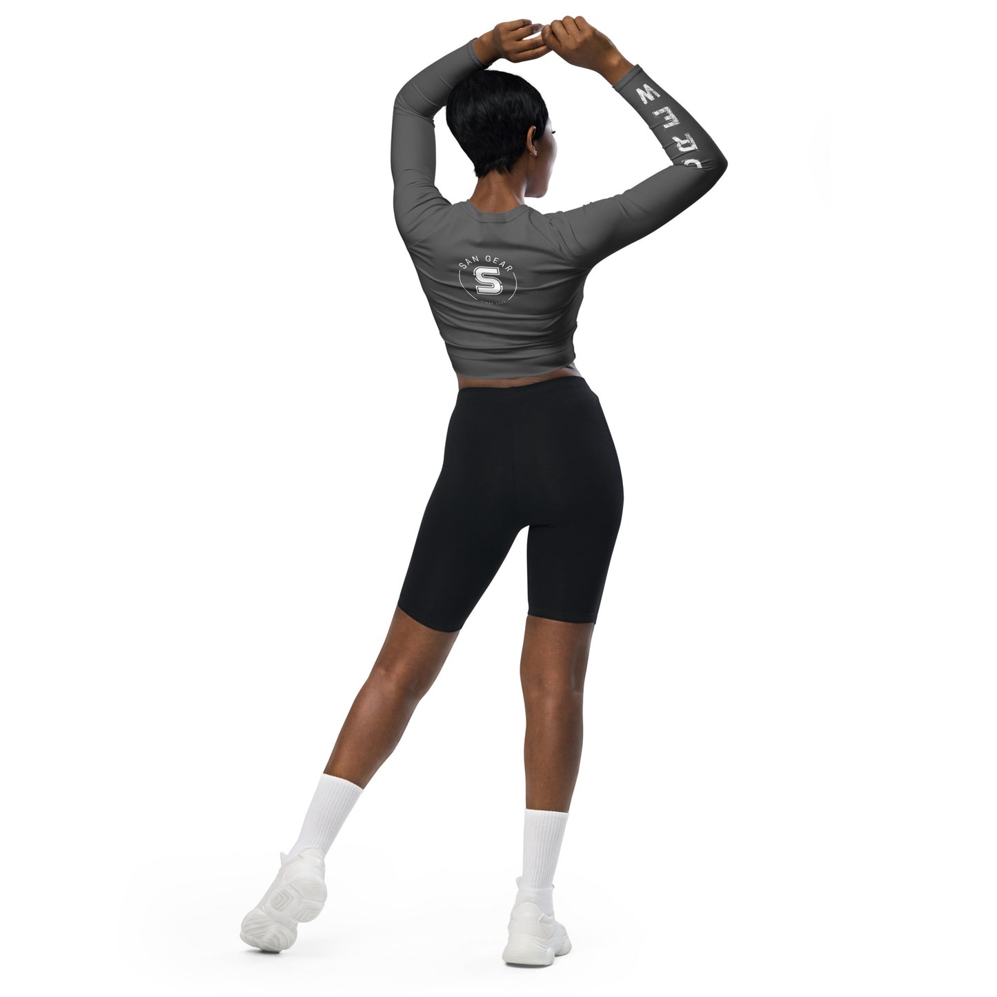 Crop Top Manches Longues Gris - SanGear Blanc
