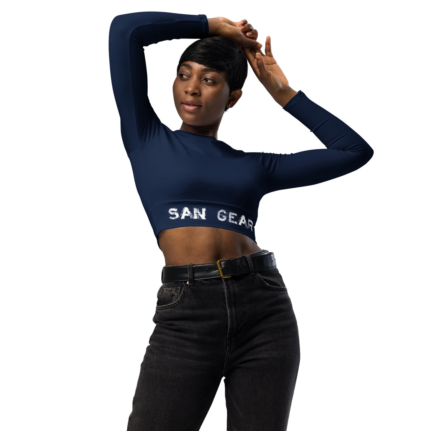 Crop Top Manches Longues - Marine