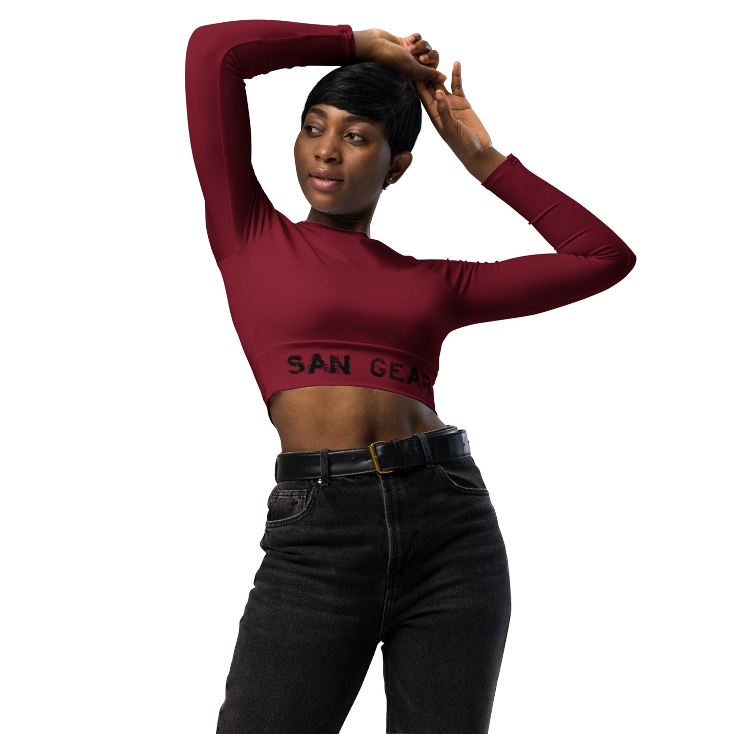 Crop Top Manches Longues Burgundy - SanGear Noir