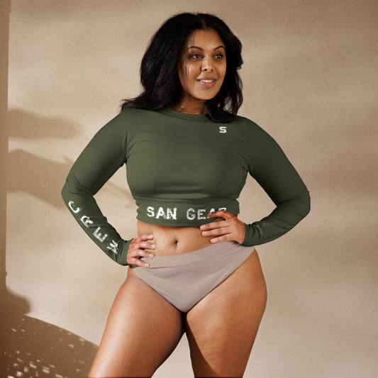 Crop Top Manches Longues Kaki - SanGear Blanc