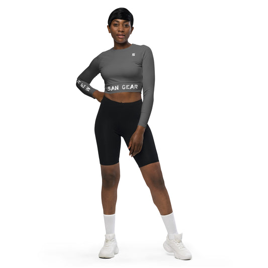 Crop Top Manches Longues Gris - SanGear Blanc