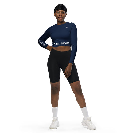 Crop Top Manches Longues - Marine