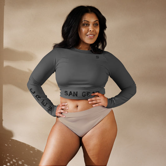 Crop Top Manches Longues Gris - SanGear Noir