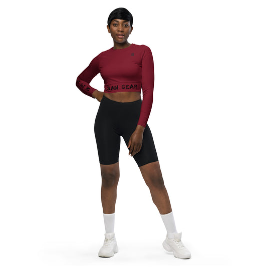 Crop Top Manches Longues Burgundy - SanGear Noir