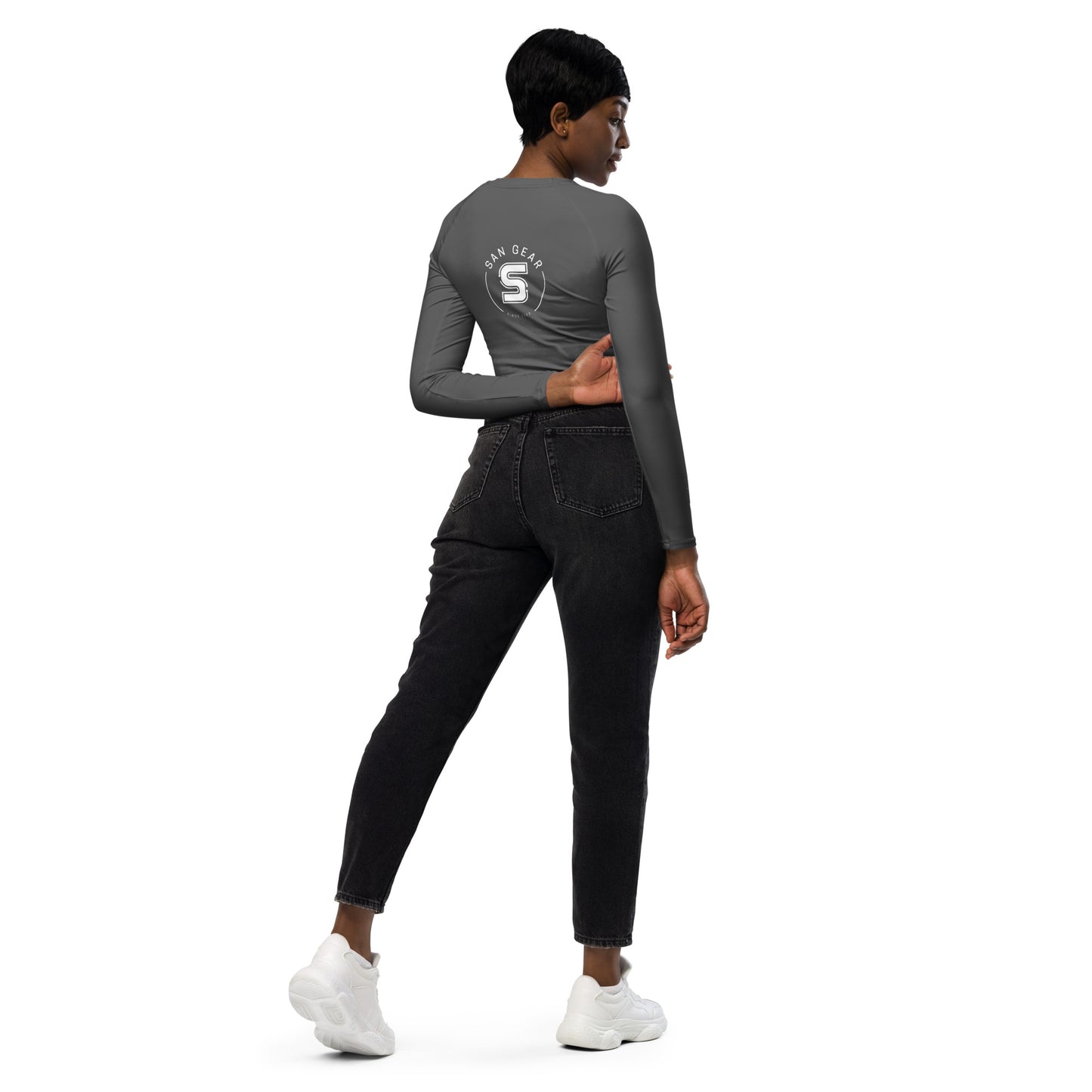 Crop Top Manches Longues Gris - SanGear Blanc