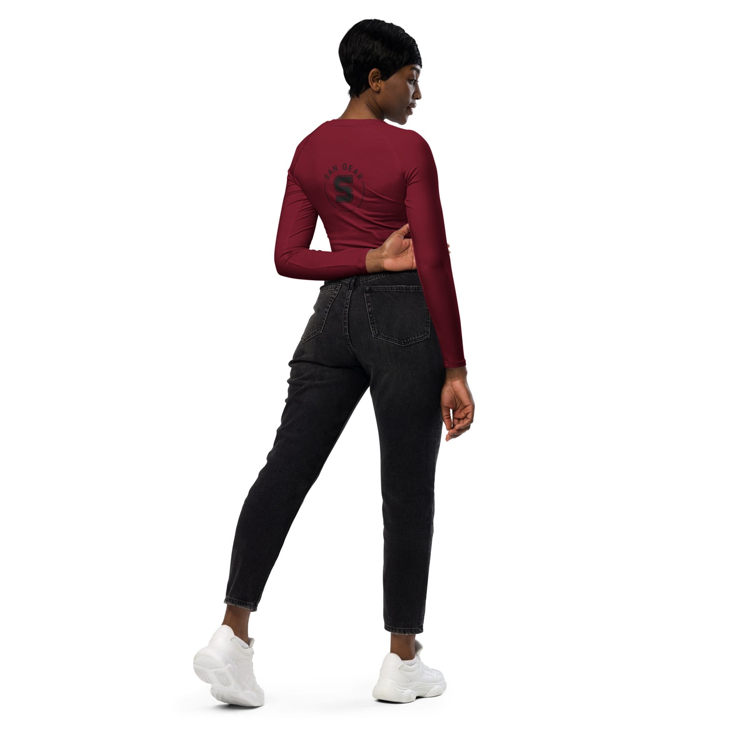 Crop Top Manches Longues Burgundy - SanGear Noir