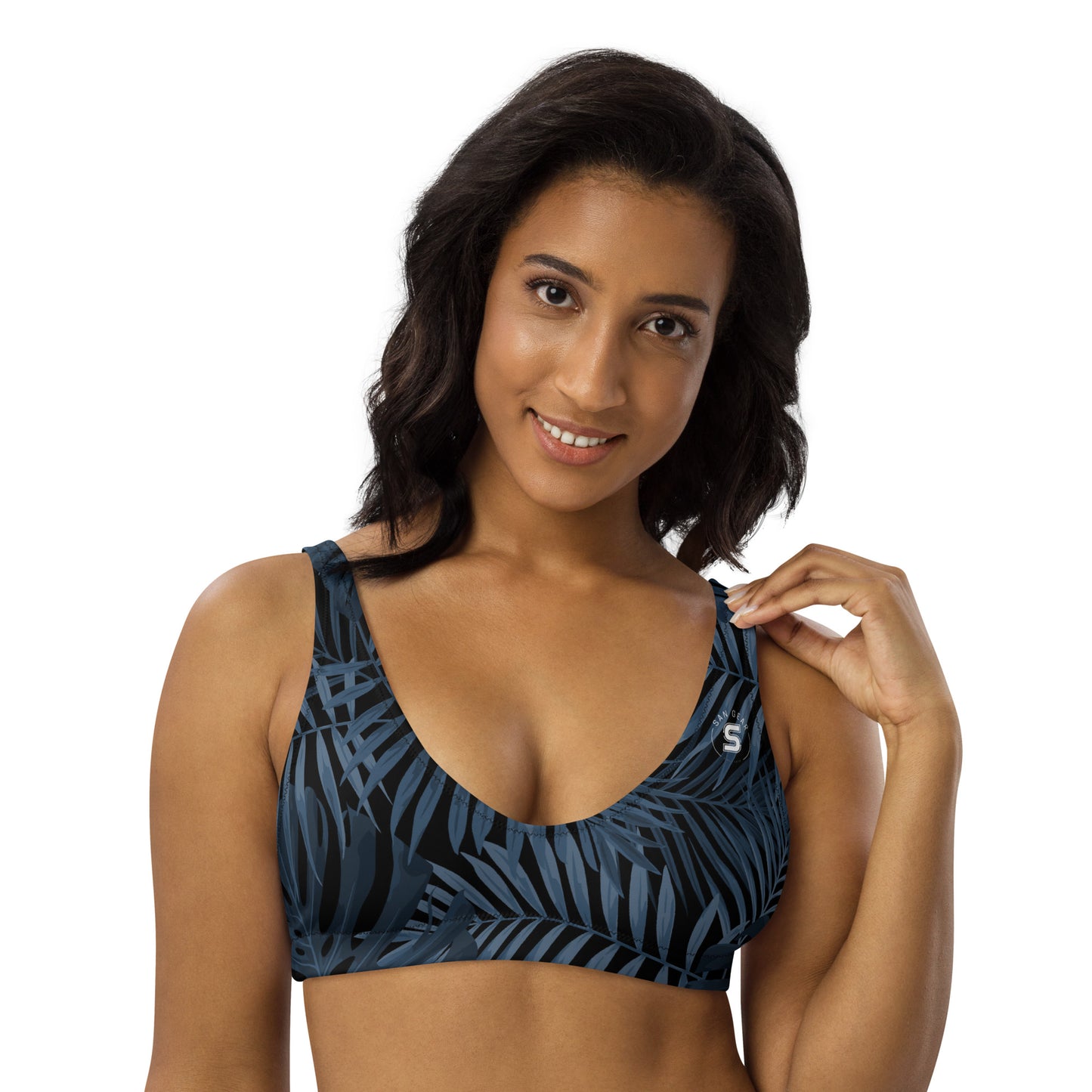 Haut de maillot de bain Feuilles Bleues