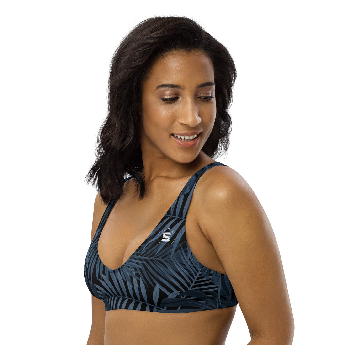 Haut de maillot de bain Feuilles Bleues