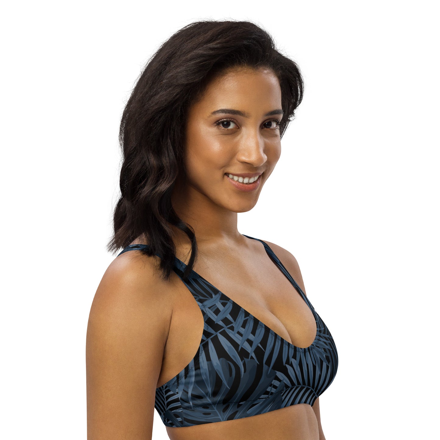 Haut de maillot de bain Feuilles Bleues