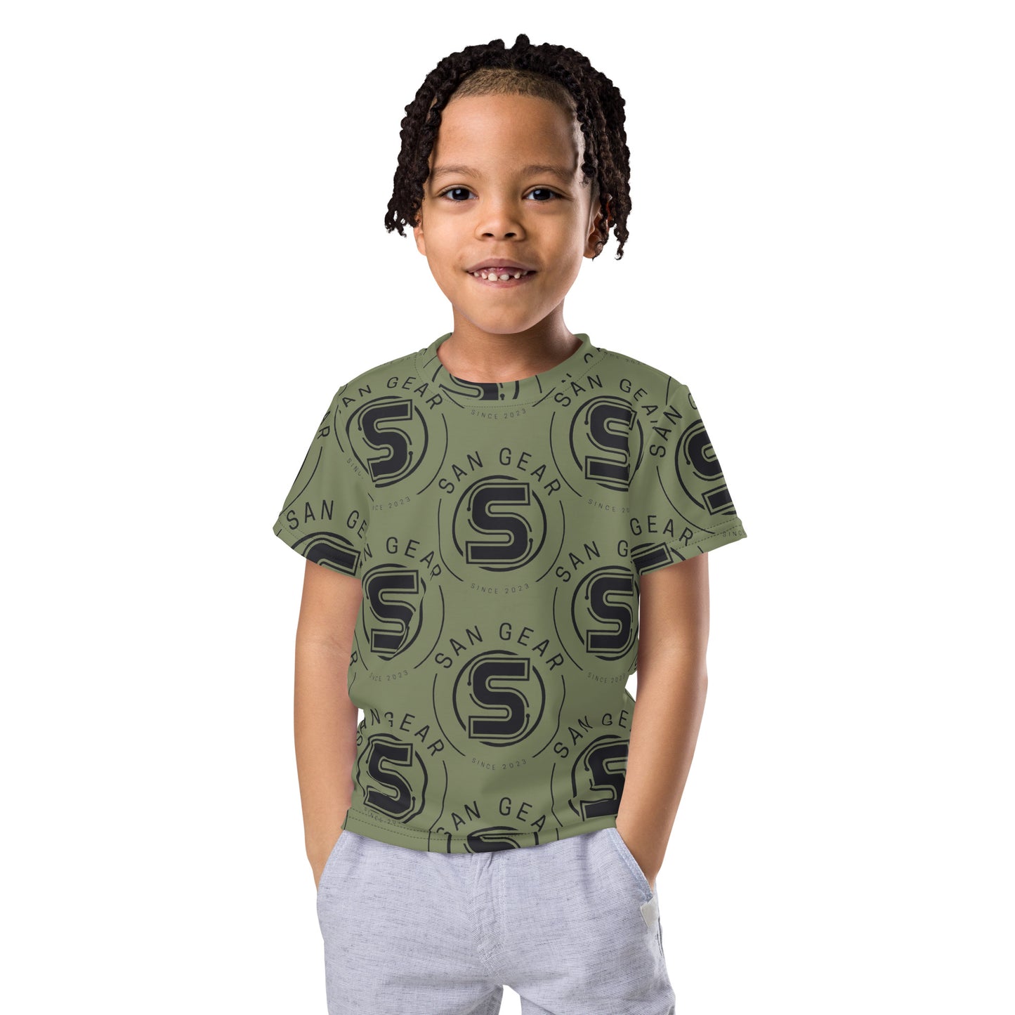 T-shirt enfant Multi logo kaki