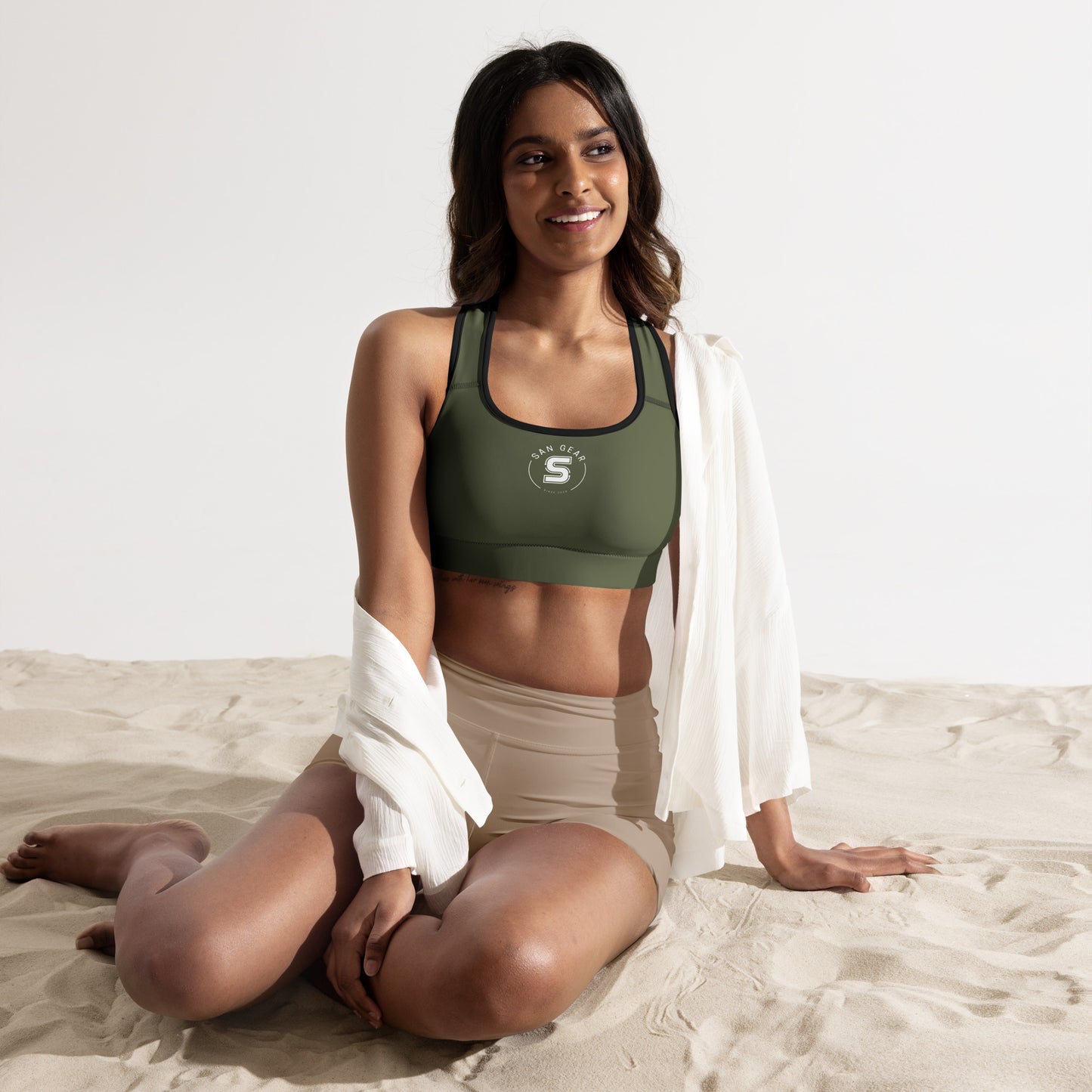 Brassière de Sport Kaki - SanGear Blanc